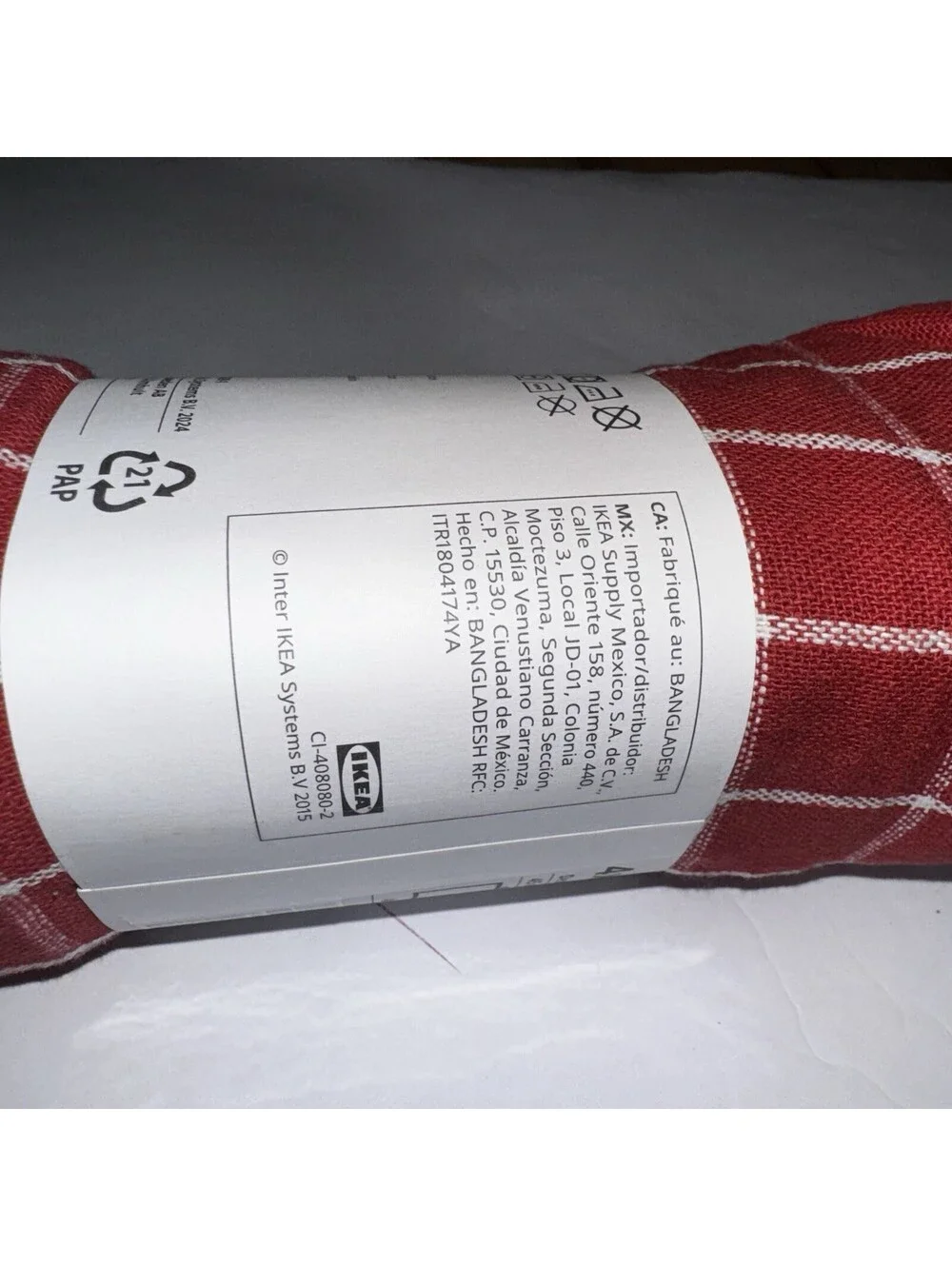 IKEA of Sweden RINNIG Dish Towels Set of 4 Red White Plaid Cotton 18x24 Kitchen